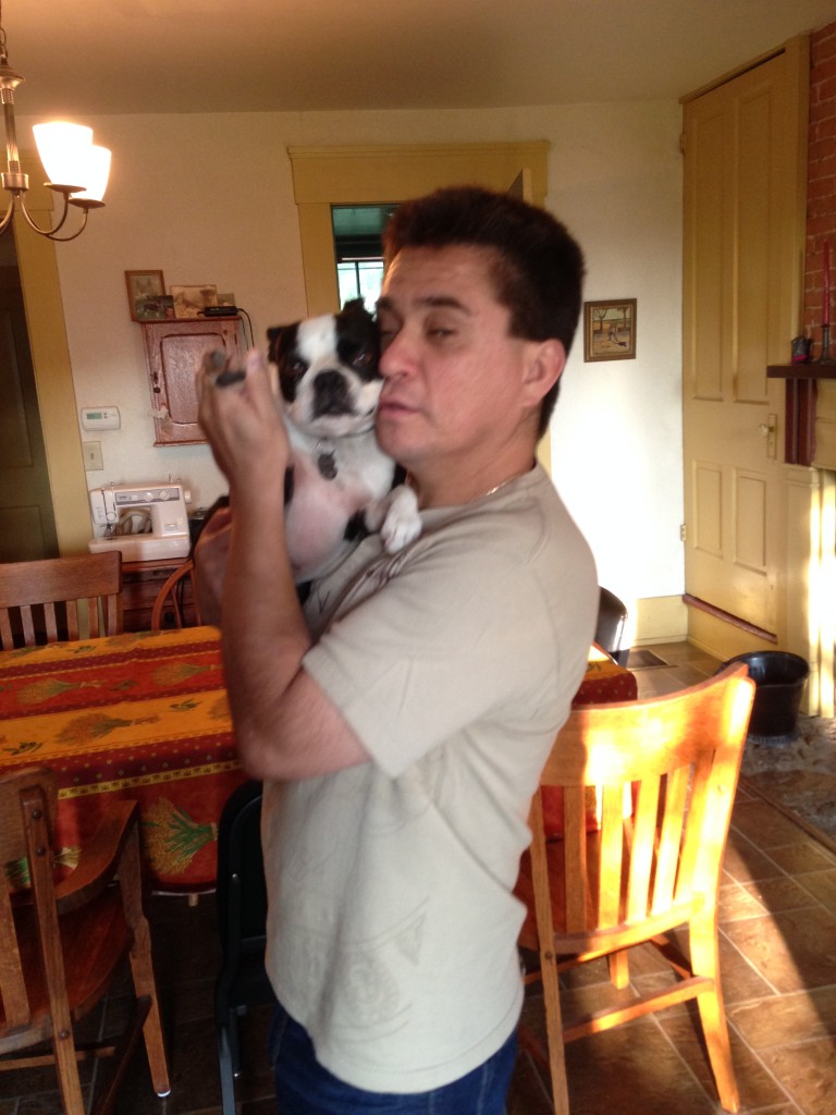 A stinky dog nuzzling Olive